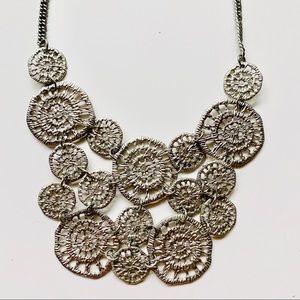 Circle Silver Statement Necklace